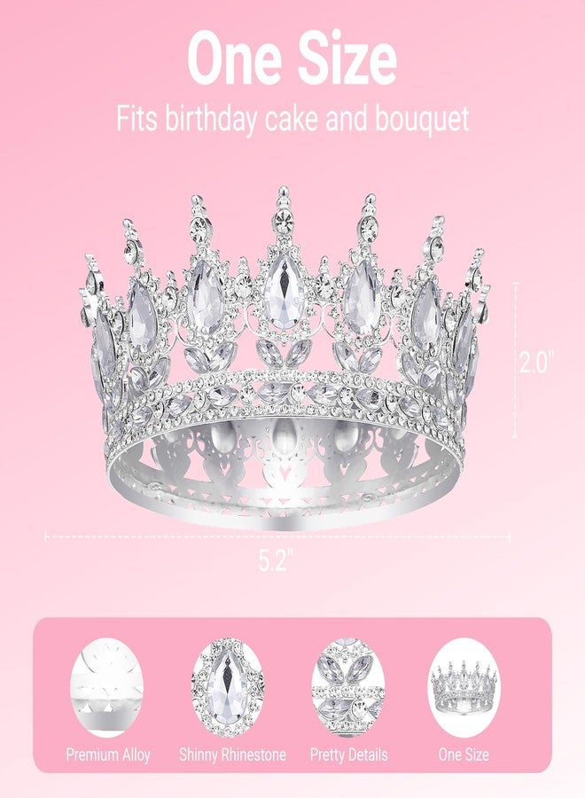 Papoopy Crown for Women, Queen Crown Tiara for Birthday Wedding Party Decorations Silver - Image 2